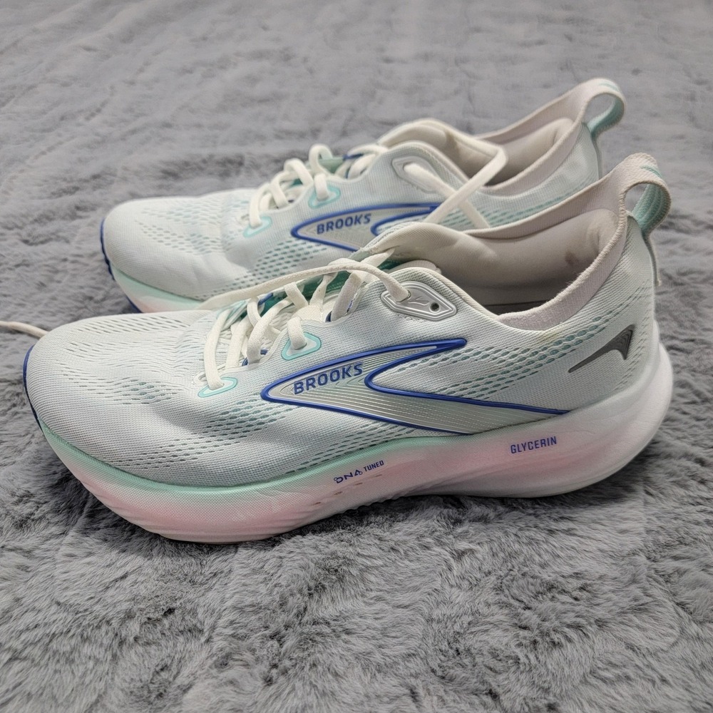 Brooks Glycerin 22 Shoes Womens 10.5B White Mint Road Running Cushion Sneakers - Picture 3 of 11